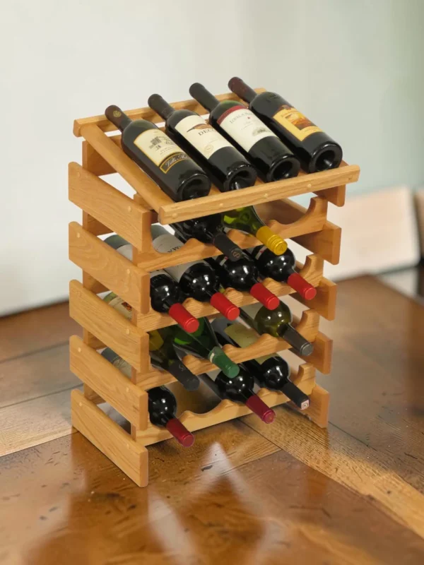 Shelvino Solid Oak 20 Bottle Stackable Wine Rack - Modular Countertop & Floor Storage System