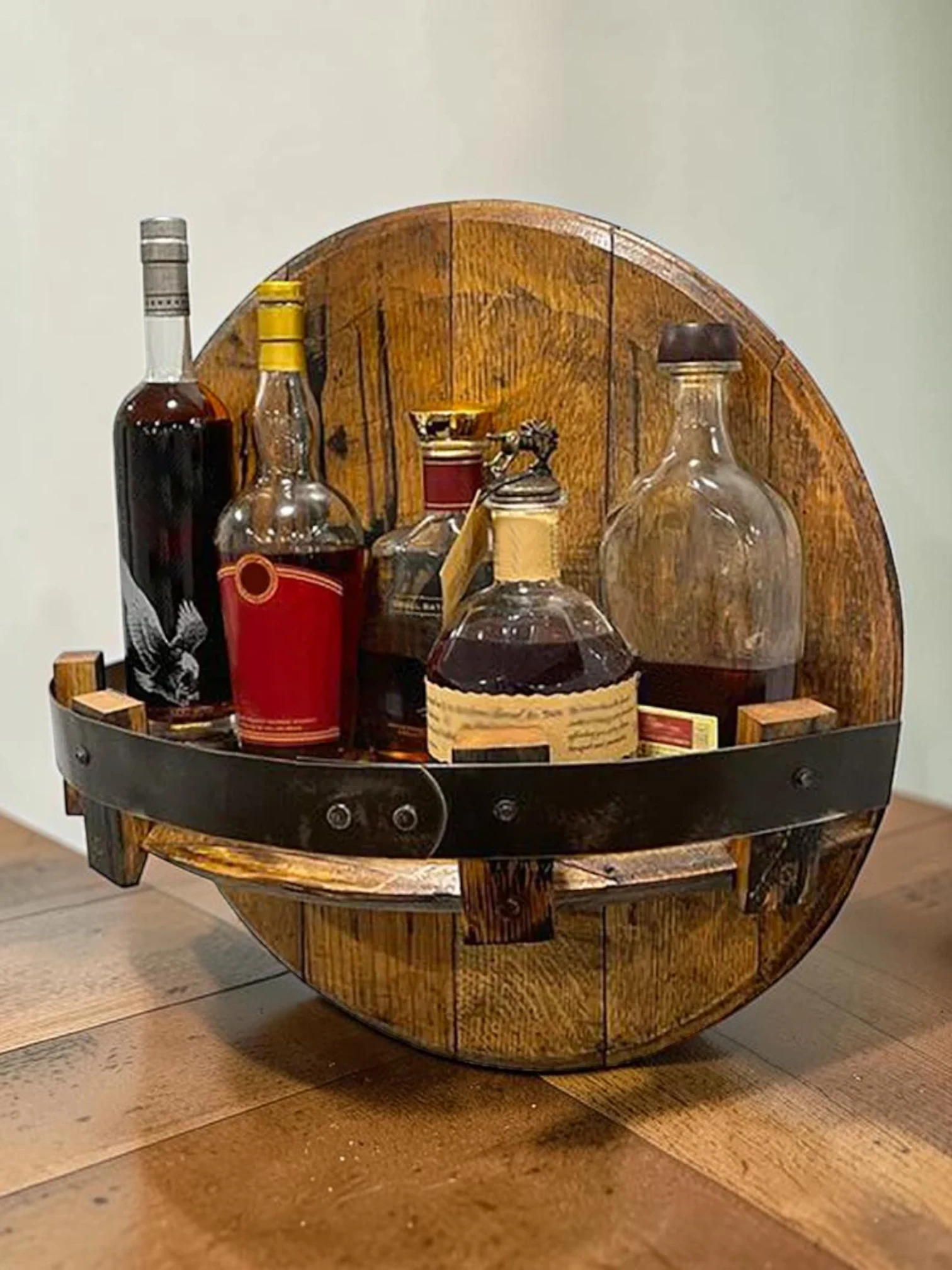 Shelvino Wall-Mounted Wooden Wine Display Rack, Retro Style Bottle Storage Shelf, 30x30x15cm