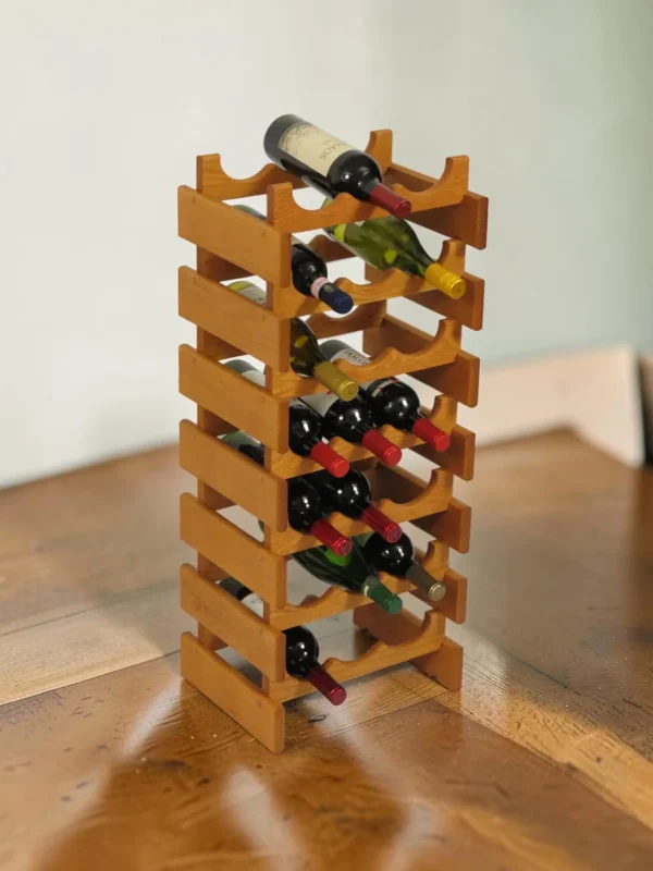 Shelvino 21 Bottle Modular Wine Rack, Solid Oak Stackable Storage Stand, 4 Colors
