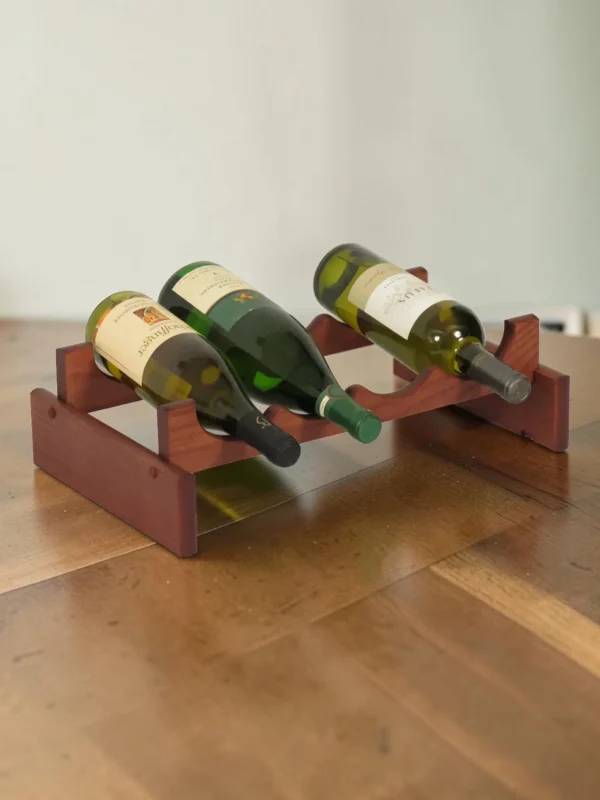 Shelvino 4 Bottle Wine Rack, Solid Oak Modular Stackable Storage, 17.625 x 10.75 x 5.25 Inches