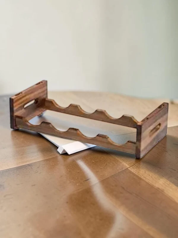 Shelvino Acacia Wood Stackable Wine Rack - 4-Bottle Modular Storage Display, Solid Wood Countertop Organizer, 20.25" L x 9" W x 5" H